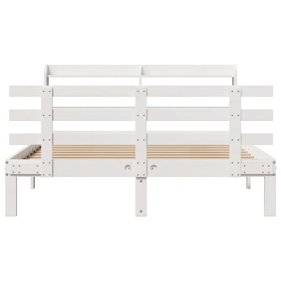 Cadre de lit avec tête de lit sans matelas blanc 140x190 cm - 4