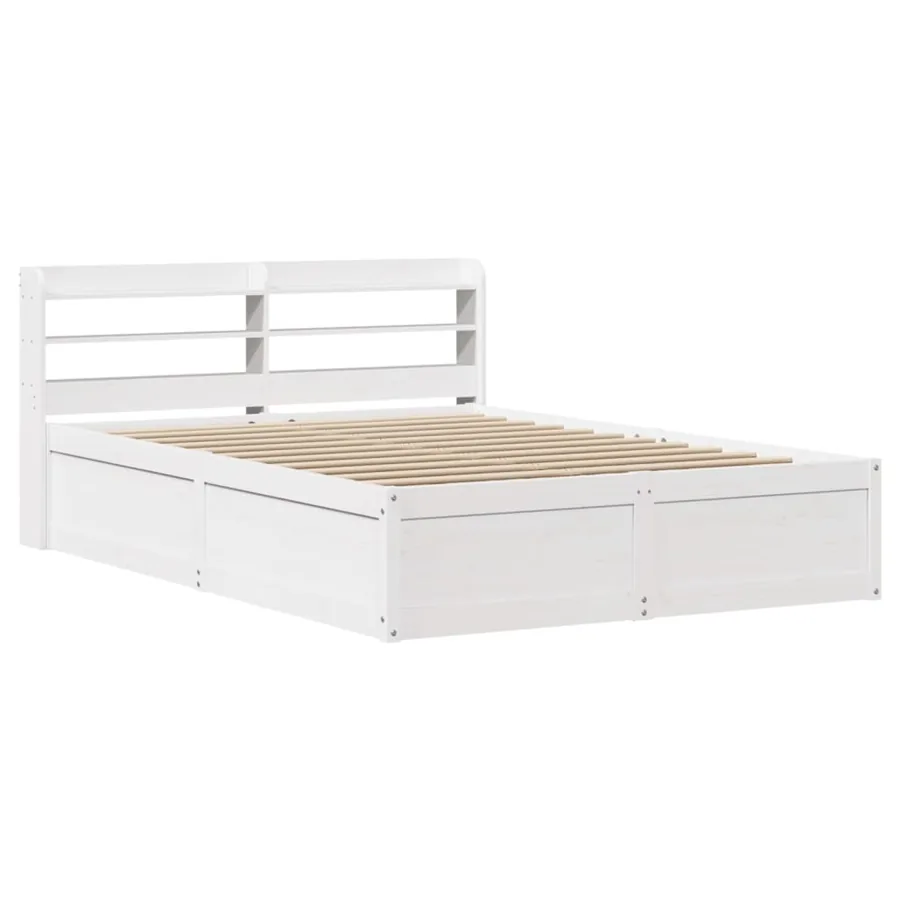 Cadre de lit et tête de lit blanc 140x190 cm bois de pin massif - 2