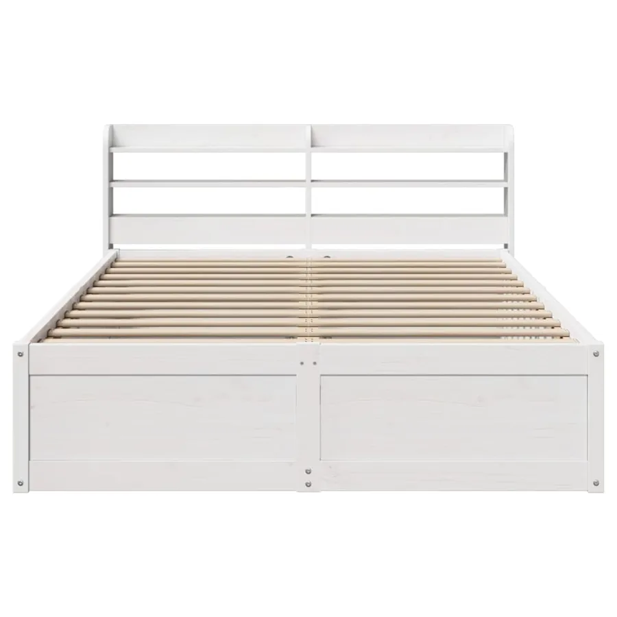 Cadre de lit et tête de lit blanc 140x190 cm bois de pin massif - 4