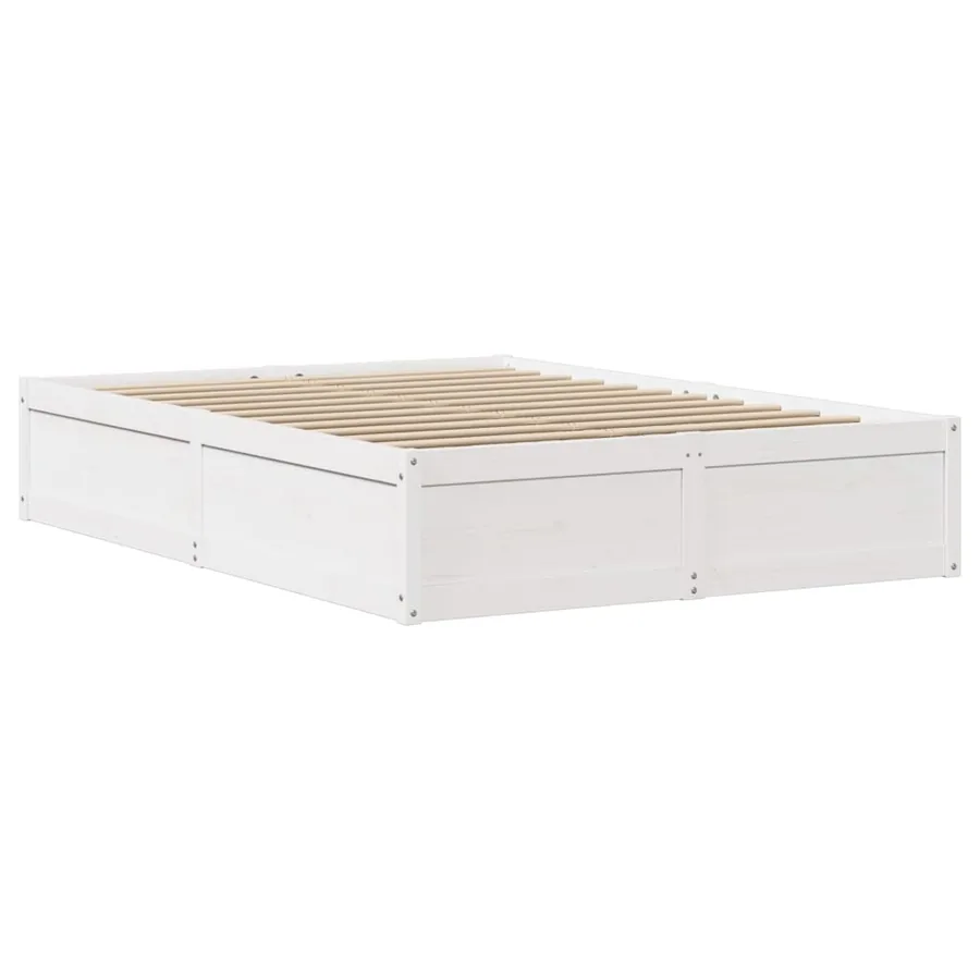 Cadre de lit et tête de lit blanc 140x190 cm bois de pin massif - 5
