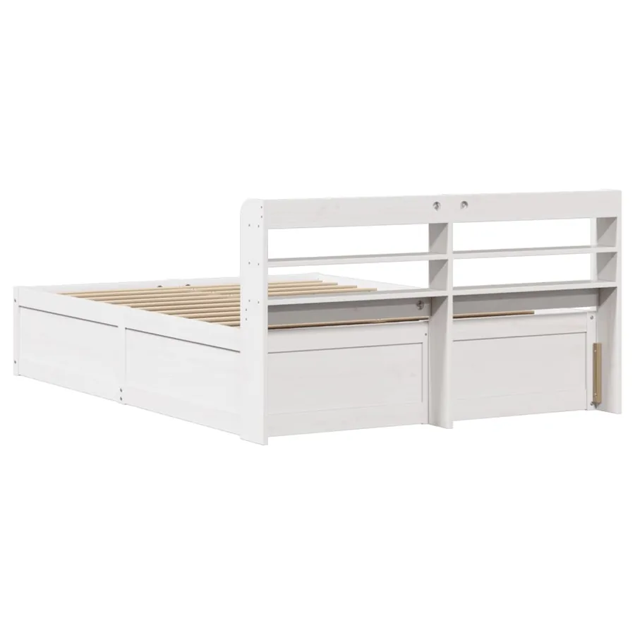 Cadre de lit et tête de lit blanc 140x190 cm bois de pin massif - 8