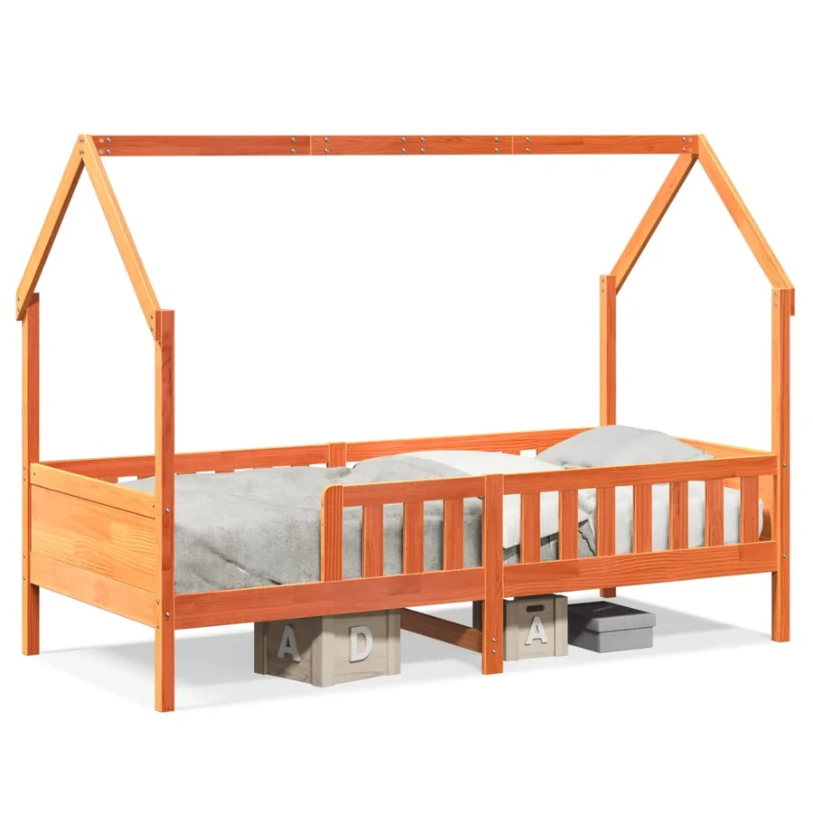 Cadre de lit d'enfants forme de maison sans matelas pin - 2
