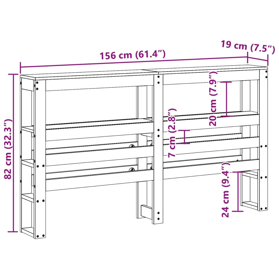 Tête de lit avec étagères blanc 150 cm bois massif de pin - 9