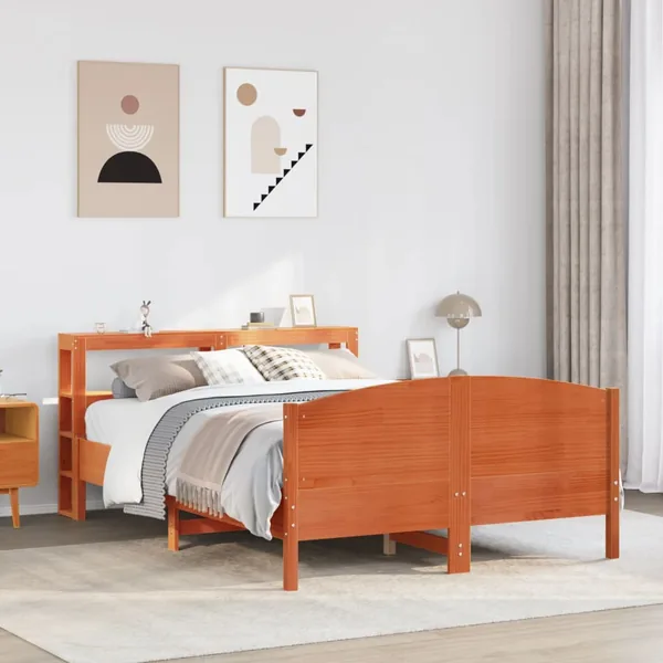 Cadre de lit sans matelas cire marron 120x200cm bois pin massif