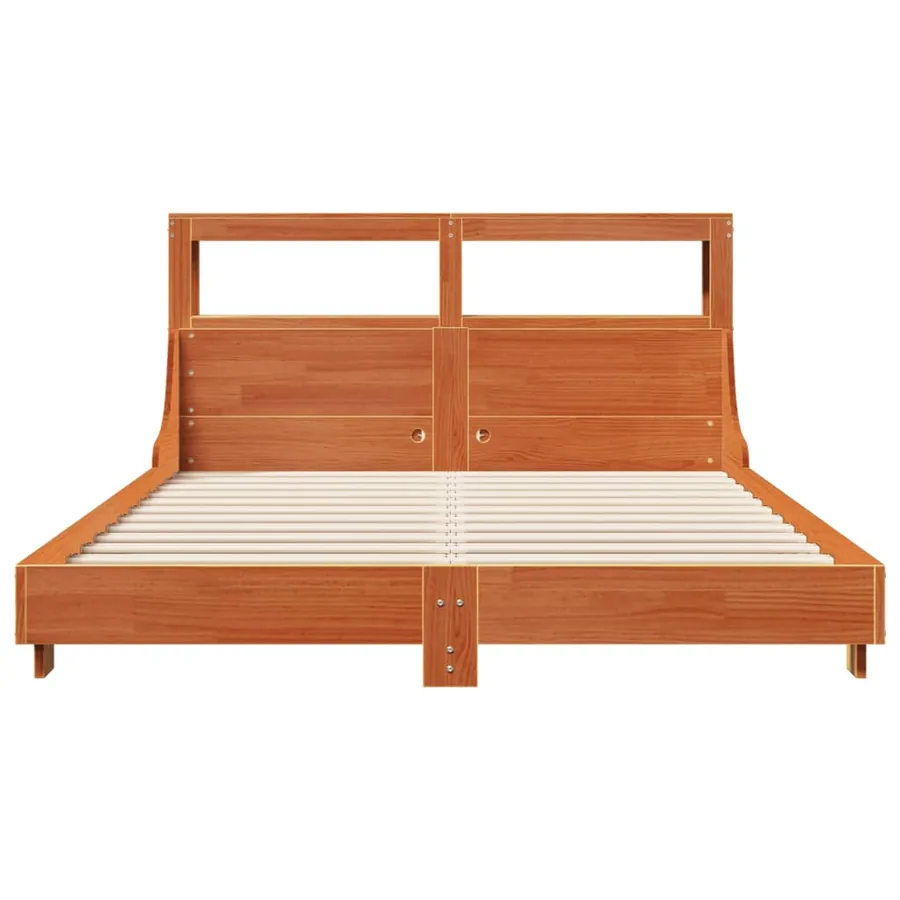 Cadre de lit sans matelas cire marron 120x200cm bois pin massif - 4