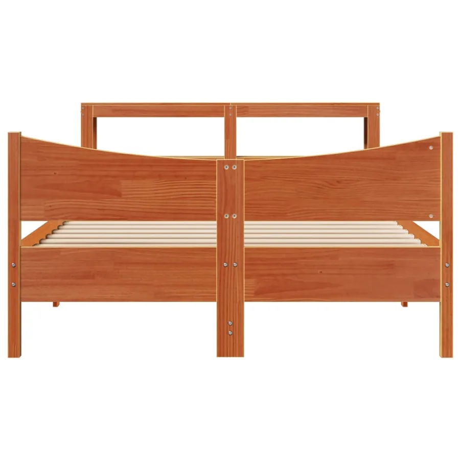 Cadre de lit avec tête de lit cire marron 120x190cm bois de pin - 4