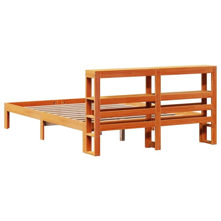 Cadre de lit sans matelas cire marron 120x190cm bois pin massif - 8