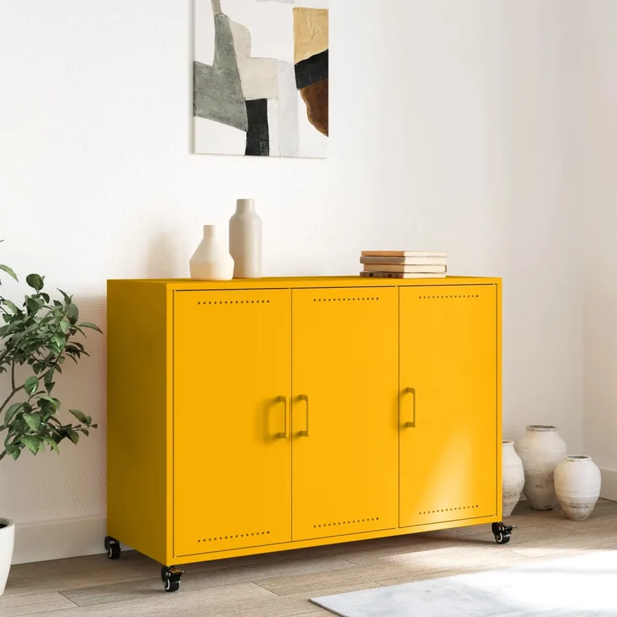Buffet jaune moutarde 100,5x39x72 cm acier - 3