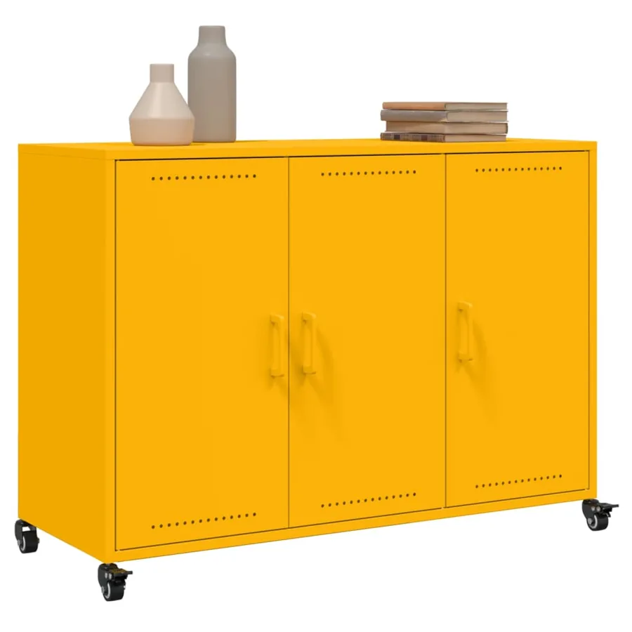 Buffet jaune moutarde 100,5x39x72 cm acier - 4