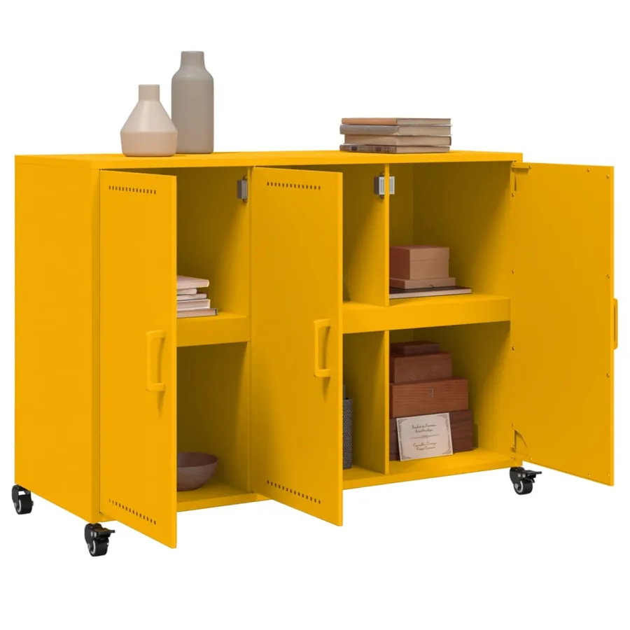 Buffet jaune moutarde 100,5x39x72 cm acier - 5
