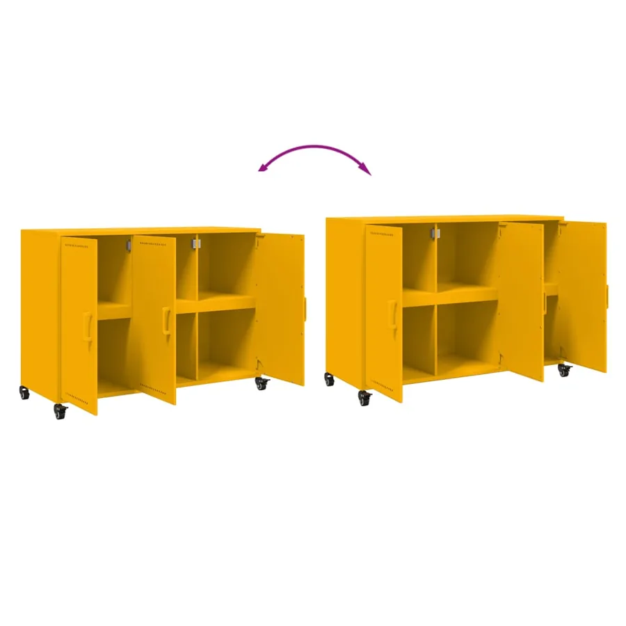 Buffet jaune moutarde 100,5x39x72 cm acier - 9