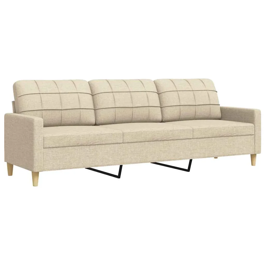 Canapé à 3 places Crème 210 cm Tissu - 2