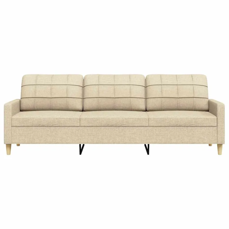 Canapé à 3 places Crème 210 cm Tissu - 4