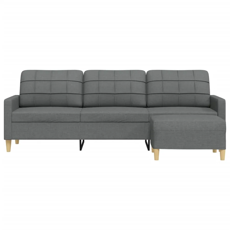 Canapé à 3 places avec repose-pieds Gris foncé 210 cm Tissu - 3