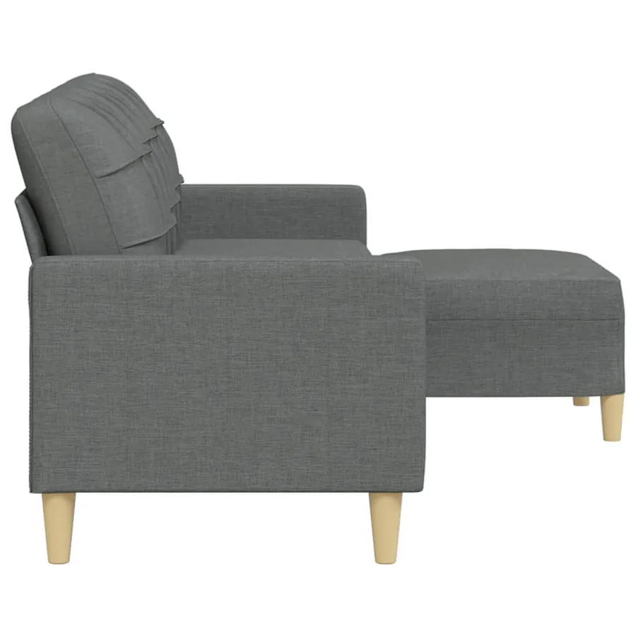 Canapé à 3 places avec repose-pieds Gris foncé 210 cm Tissu - 4