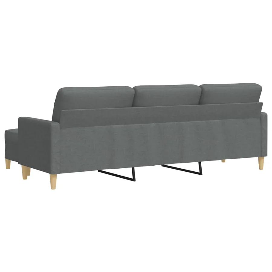 Canapé à 3 places avec repose-pieds Gris foncé 210 cm Tissu - 5