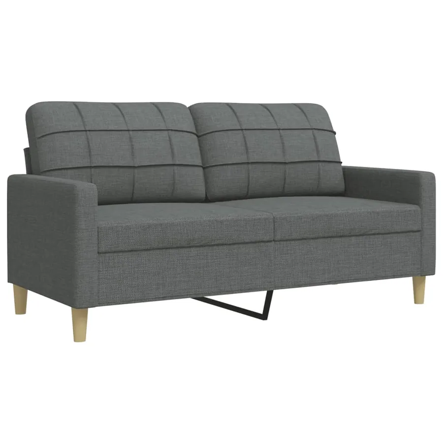 Ensemble de canapés 2 pcs coussins décoratifs gris foncé tissu - 4