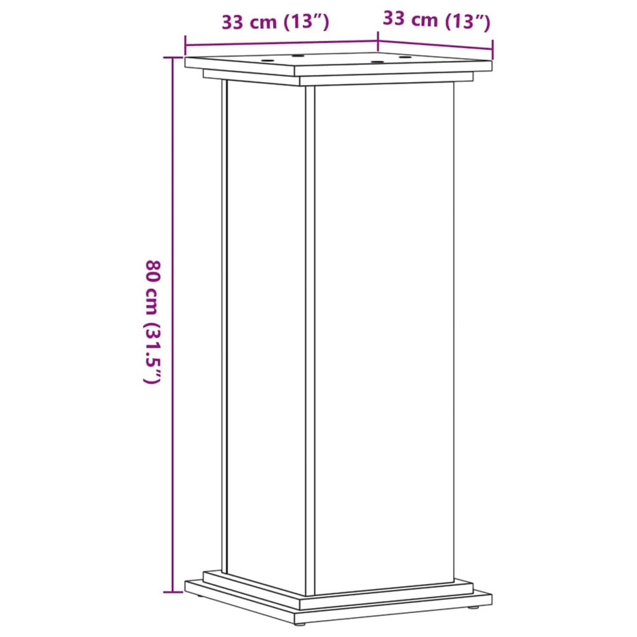 Support pour plantes chêne marron 33x33x80 cm bois d'ingénierie - 9