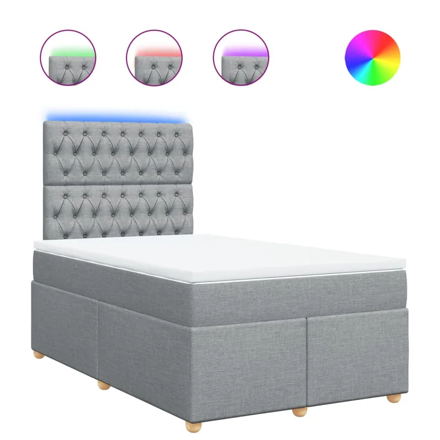 Sommier à lattes de lit avec matelas Gris clair 120x200cm Tissu - 2