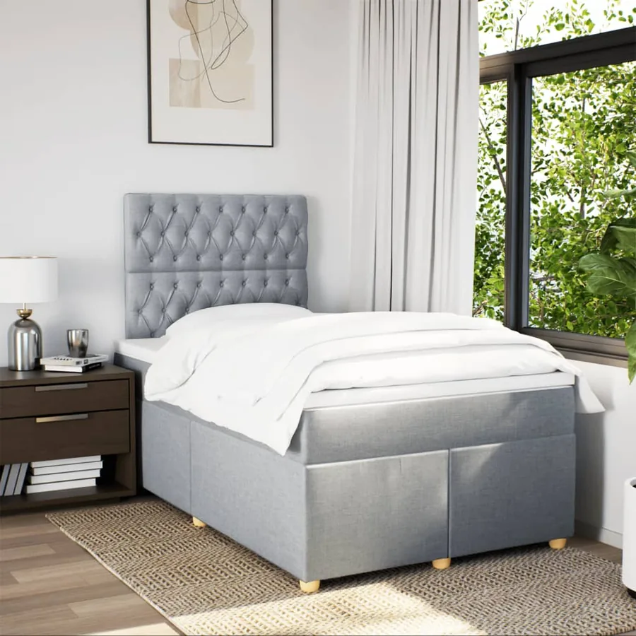 Sommier à lattes de lit avec matelas Gris clair 120x200cm Tissu - 5