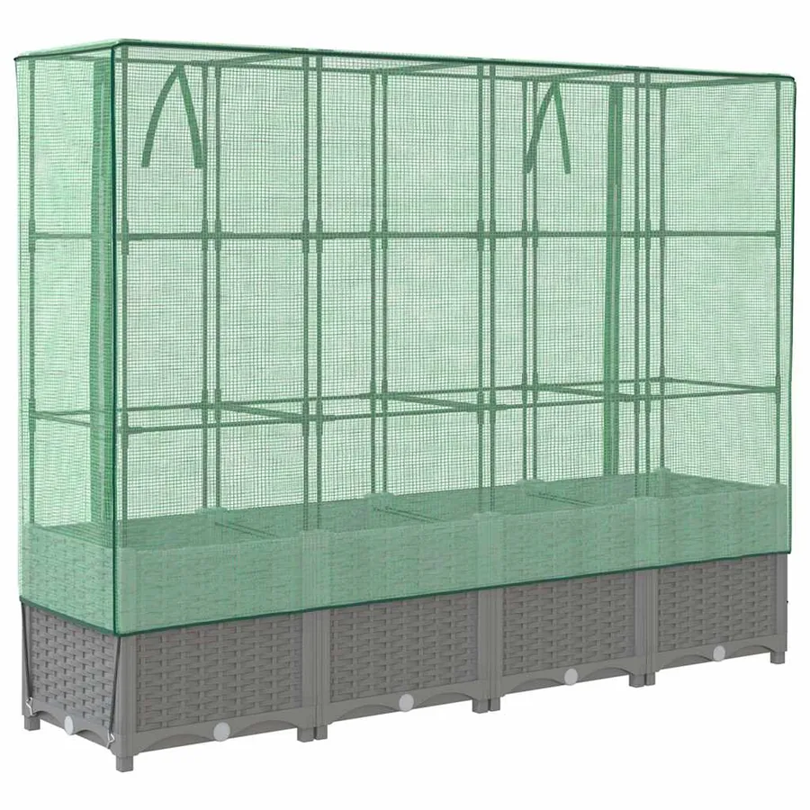 Jardinière surélevée avec housse aspect rotin 160x40x138 cm - 6
