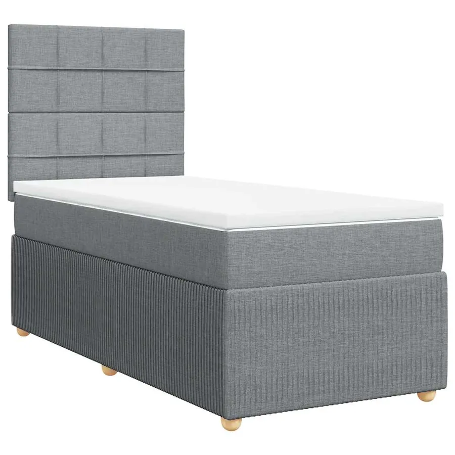 Sommier à lattes de lit et matelas Gris clair 90x190 cm Tissu - 2