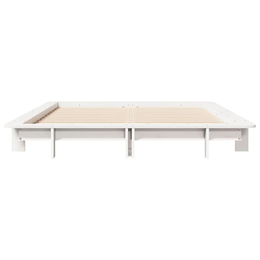Cadre de lit sans matelas blanc 140x200 cm bois de pin massif - 4