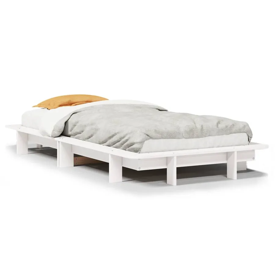 Cadre de lit sans matelas blanc 90x200 cm bois de pin massif - 2