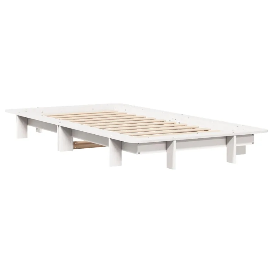 Cadre de lit sans matelas blanc 90x200 cm bois de pin massif - 3