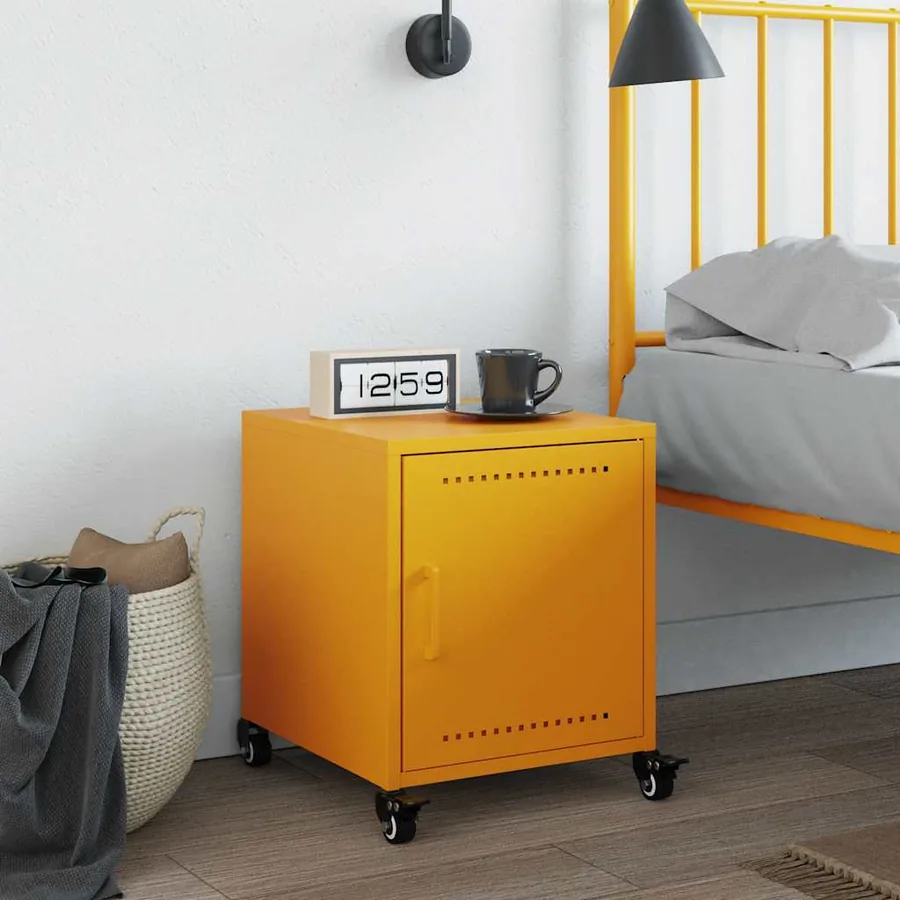 Table de chevet jaune moutarde 36x39x43,5 cm acier - 3