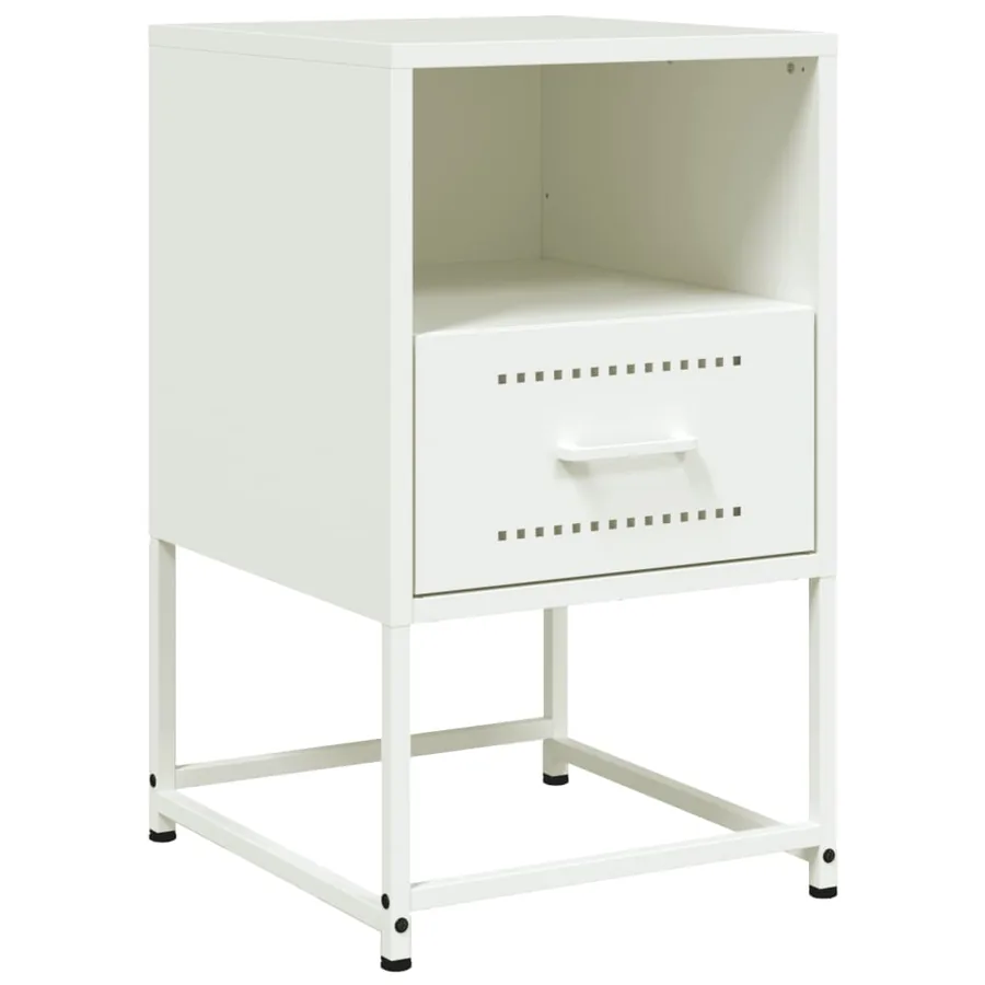 Table de chevet blanc 36x39x60,5 cm acier - 2