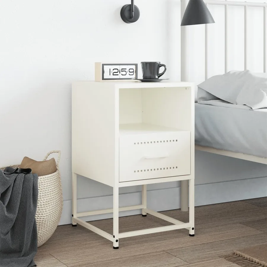 Table de chevet blanc 36x39x60,5 cm acier - 3
