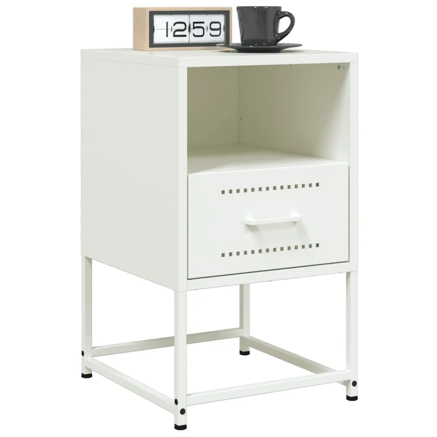 Table de chevet blanc 36x39x60,5 cm acier - 4
