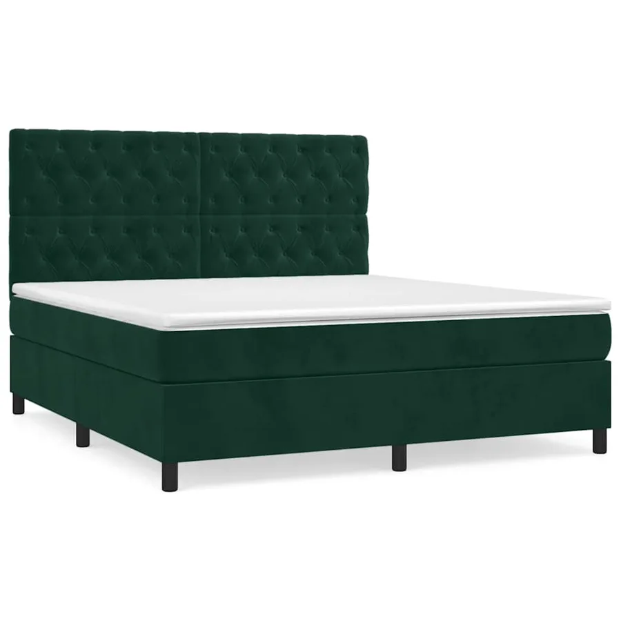 Sommier à lattes de lit et matelas Vert foncé 160x200cm Velours - 2