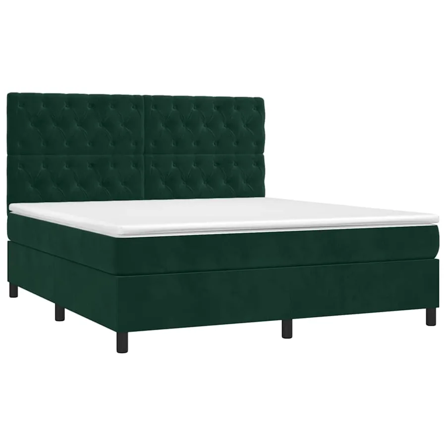 Sommier à lattes de lit et matelas Vert foncé 160x200cm Velours - 3