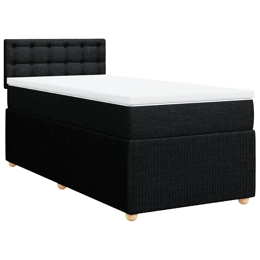Sommier à lattes de lit avec matelas Noir 90x190 cm Tissu - 2