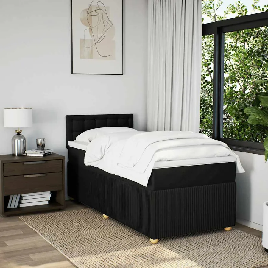 Sommier à lattes de lit avec matelas Noir 90x190 cm Tissu - 3