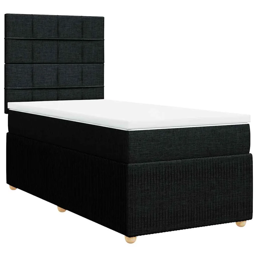 Sommier à lattes de lit avec matelas Noir 90x190 cm Tissu - 2