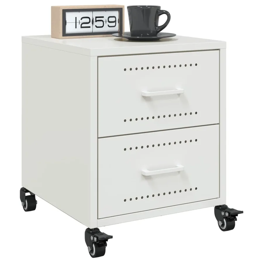 Table de chevet blanc 36x39x43,5 cm acier - 5
