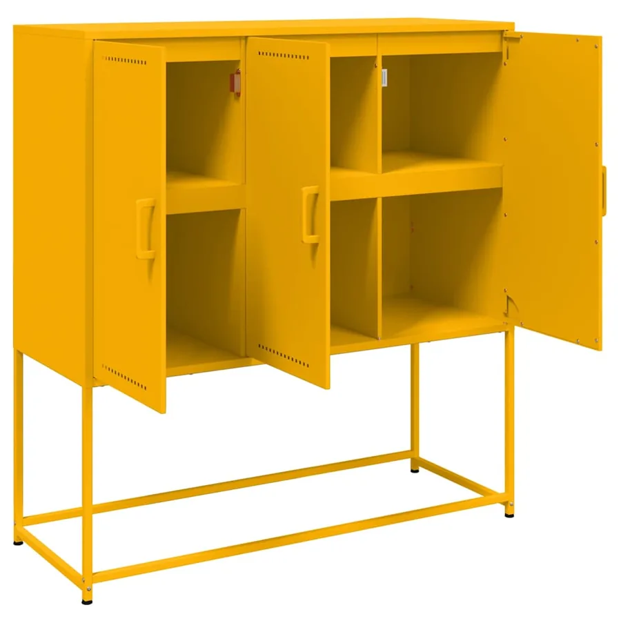 Buffet haut jaune moutarde 100,5x39x107 cm acier - 10