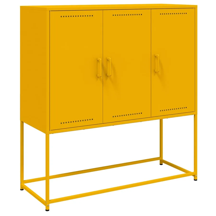 Buffet haut jaune moutarde 100,5x39x107 cm acier - 2