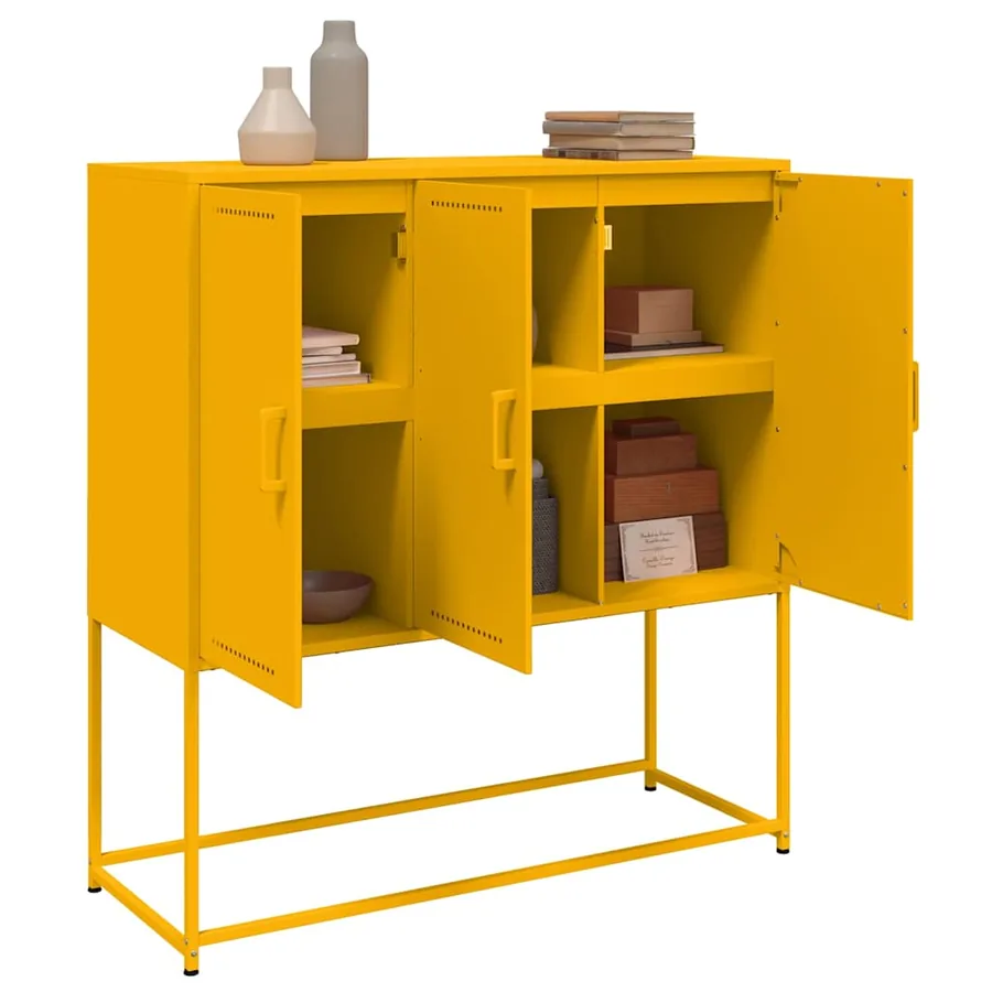 Buffet haut jaune moutarde 100,5x39x107 cm acier - 4