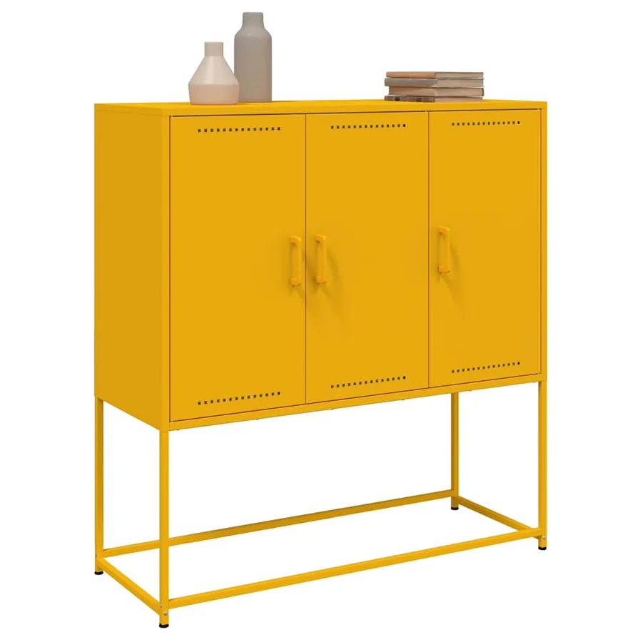 Buffet haut jaune moutarde 100,5x39x107 cm acier - 5