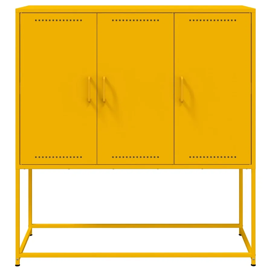 Buffet haut jaune moutarde 100,5x39x107 cm acier - 6
