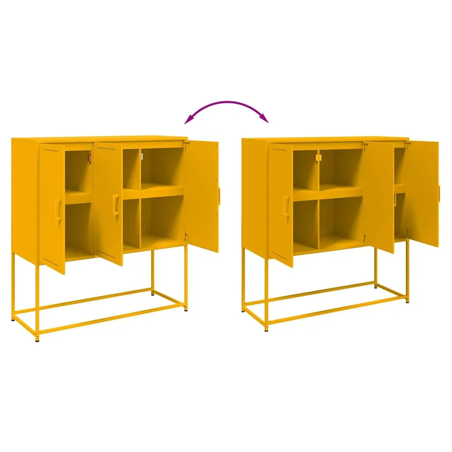 Buffet haut jaune moutarde 100,5x39x107 cm acier - 9