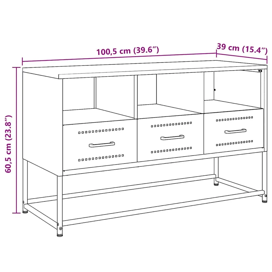 Meuble TV blanc 100,5x39x60,5 cm acier - 12