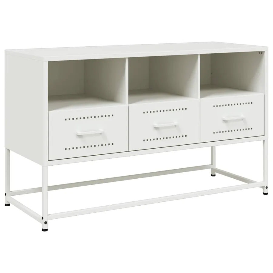 Meuble TV blanc 100,5x39x60,5 cm acier - 2