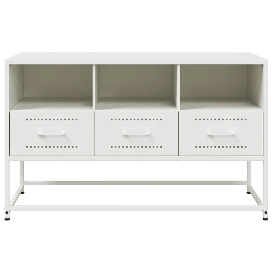 Meuble TV blanc 100,5x39x60,5 cm acier - 6