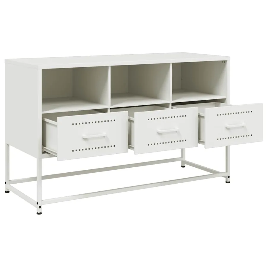 Meuble TV blanc 100,5x39x60,5 cm acier - 9