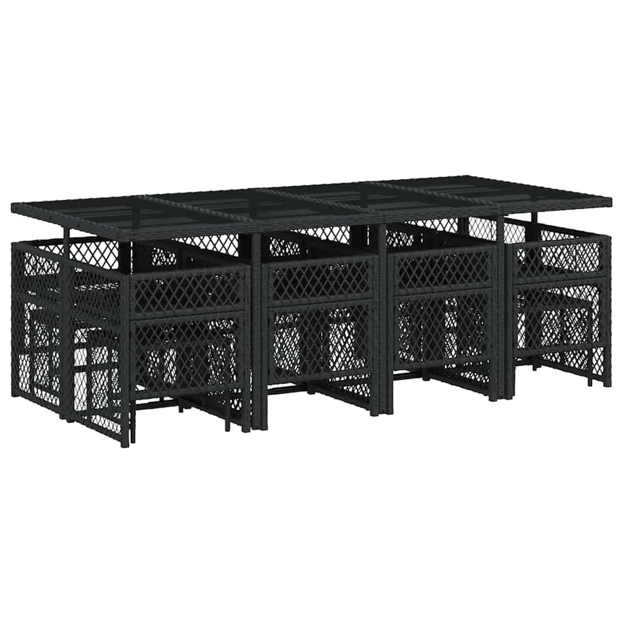 Ensemble à manger de jardin 13 pcs coussins noir résine tressée - 6
